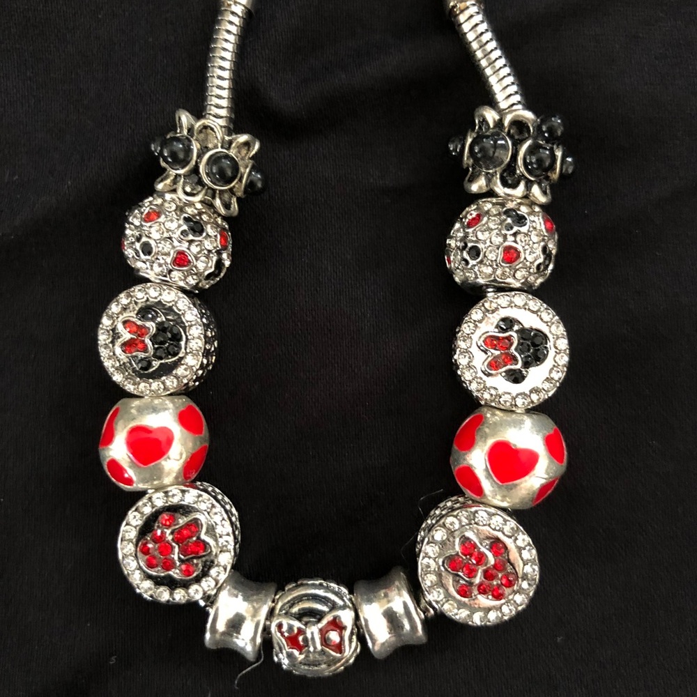 Mouse red and black charm bracelet